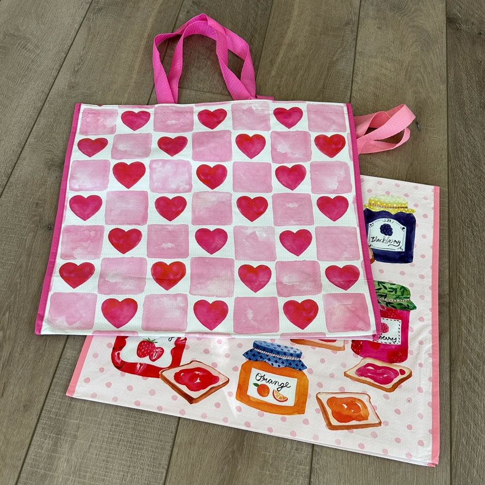 Homegoods TJMaxx Marshalls Viral Valentines Day Heart & Jam Print Tote Bags NWOT